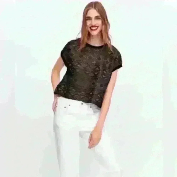 ZARA Metallic Black Mesh Wide Oversized Sleeveless Crop Tank Top Blouse Size S - Picture 6 of 8